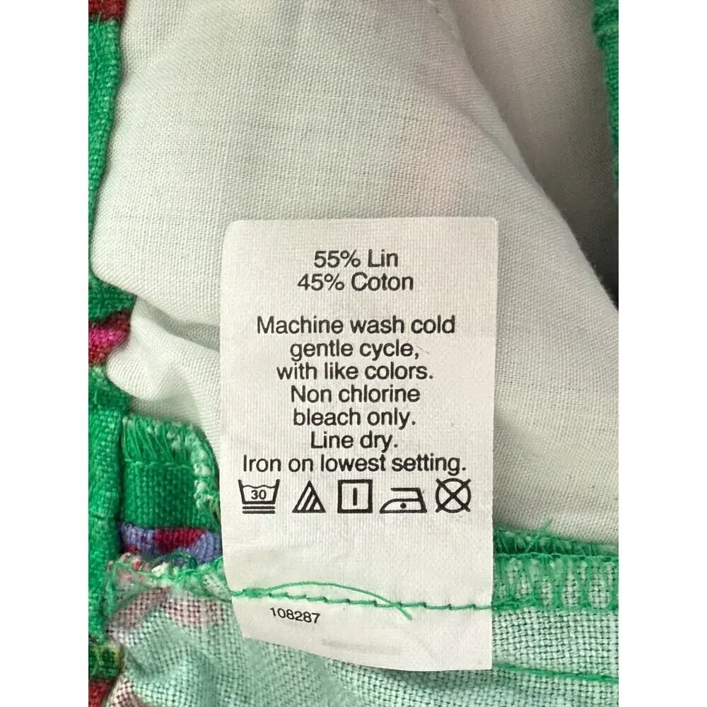J. Crew Green Floral Print Athletic Shorts with Pink Accents